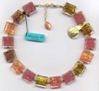 Cracked Gold Pink and Amethyst Necklace; was $145.00